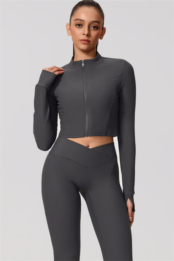 The Daze Zip Jacket Flared Leggings 2-Piece Set