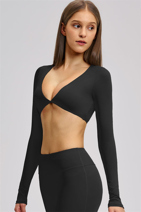The Zestful Long Sleeve Crop Top Flared Leggings 2-Piece Set