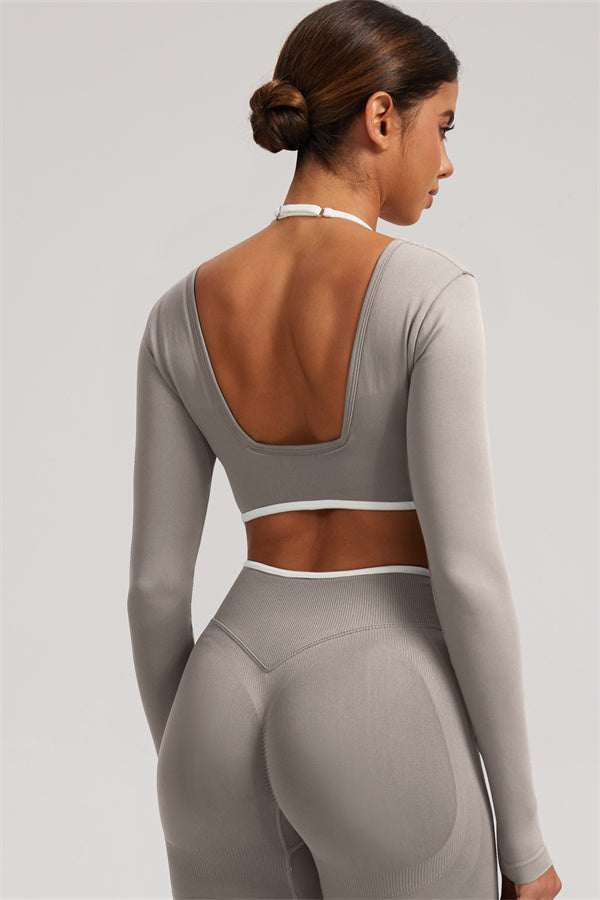 The Elevate Long Sleeve Crop top Shorts 2-Piece Set