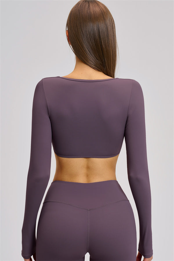 The Zestful Long Sleeve Crop Top Shorts 2-Piece Set