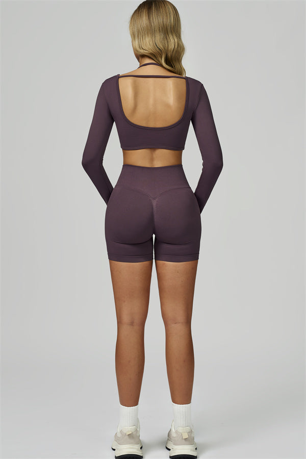 The Prime Long Sleeve Crop Top Shorts 2-Piece Set