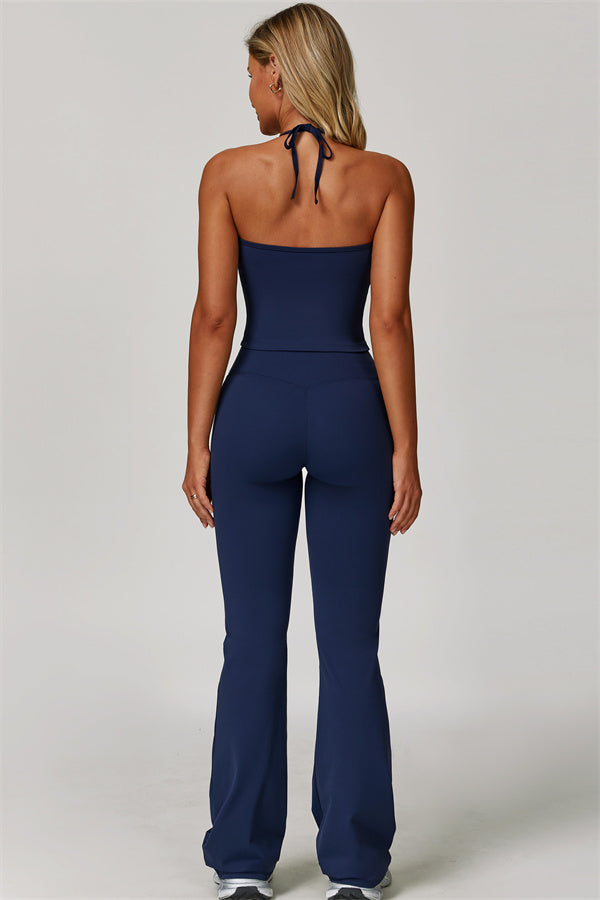 The Surge Halter Crop Top Flared Leggings 2-Piece Set
