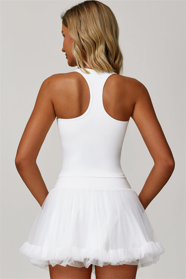 The Dynamic Crop Top Mesh Tennis Skirt 2-Piece Set