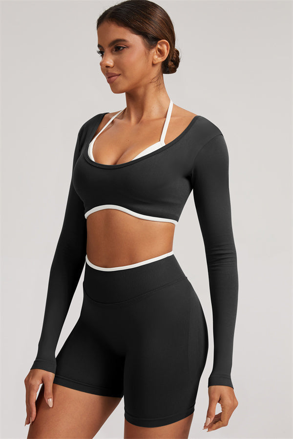 The Elevate Long Sleeve Crop top Shorts 2-Piece Set