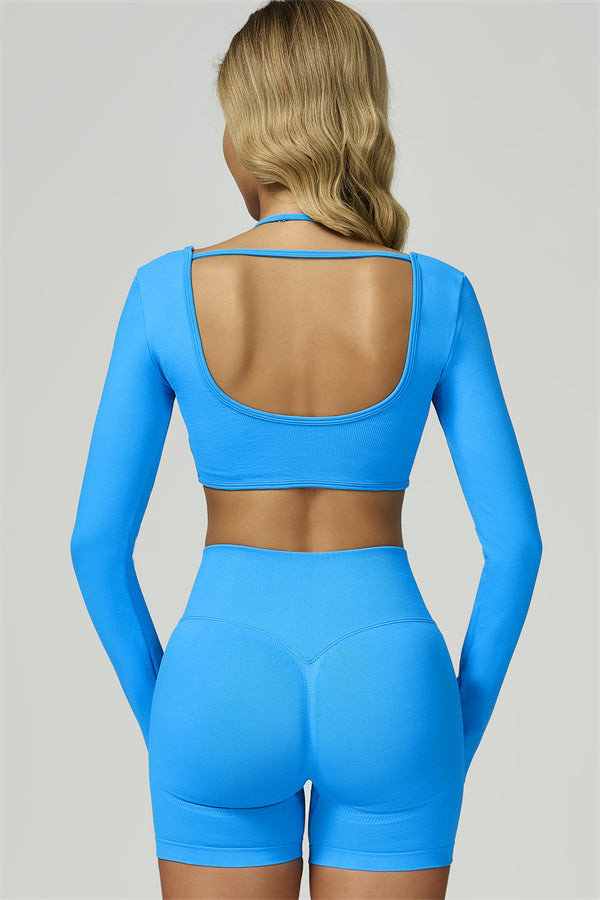 The Prime Long Sleeve Crop Top Shorts 2-Piece Set