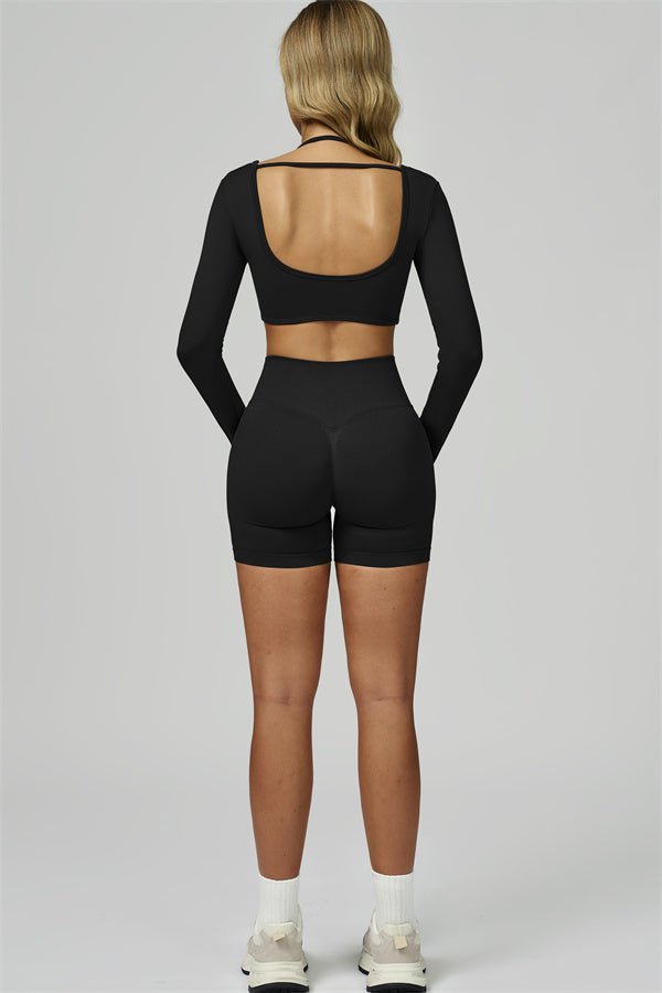 The Prime Long Sleeve Crop Top Shorts 2-Piece Set