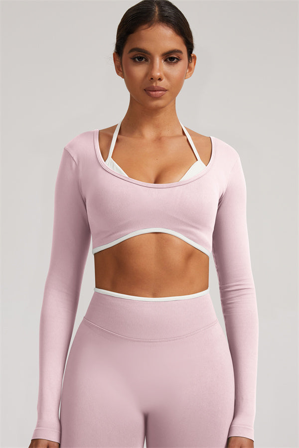 The Elevate Long Sleeve Crop top Shorts 2-Piece Set