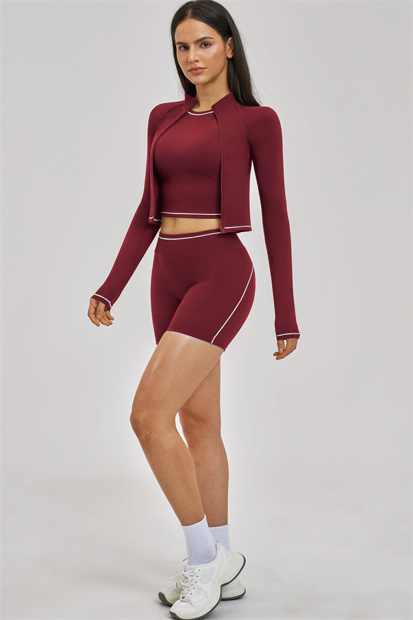 The Unbound Jacket Crop Top Shorts 3-Piece Set